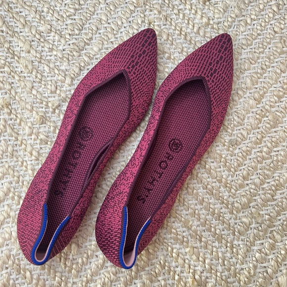 Rothy’s Fig Python Print Point Flats Slip On Purple - Picture 1 of 11